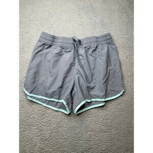 Columbia running Shorts Sz large gray/aqua trim one pocket